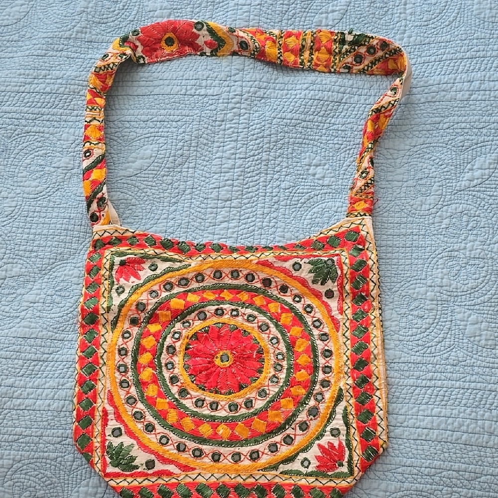 Embroidered Multicolor Shoulder Bag